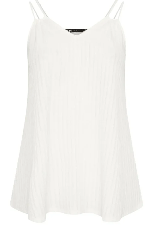 Yours Curve White Textured Double Strap Cami Top