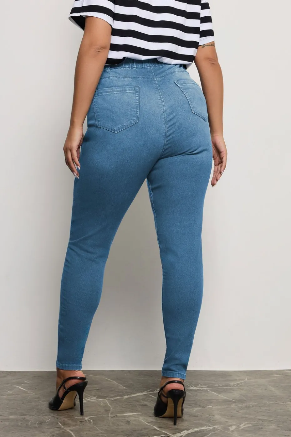Yours For Good Curve Mid Blue Pull On Stretch Jenny Jeggings