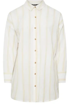 Yours Plus Size Natural Brown Stripe Linen Shirt Yours Curve