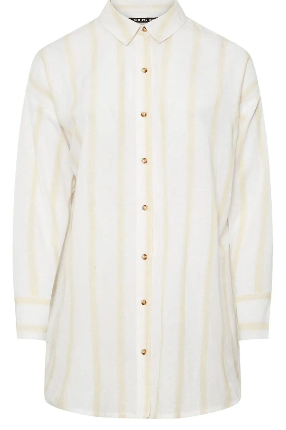 Yours Plus Size Natural Brown Stripe Linen Shirt Yours Curve