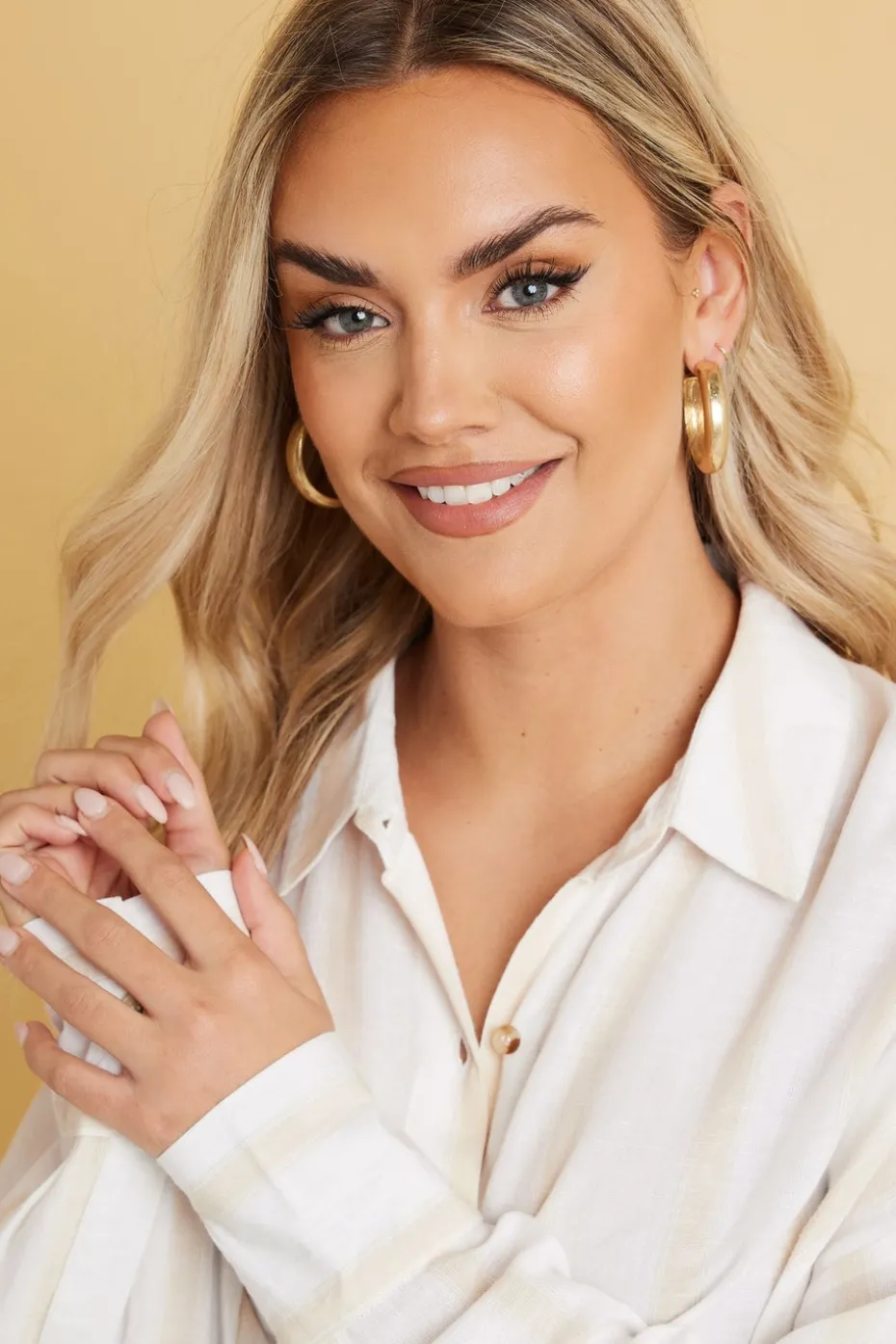 Yours Plus Size Natural Brown Stripe Linen Shirt Yours Curve