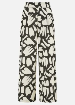 Yumi Black Cotton Splash Print Relaxed Fit Trousers