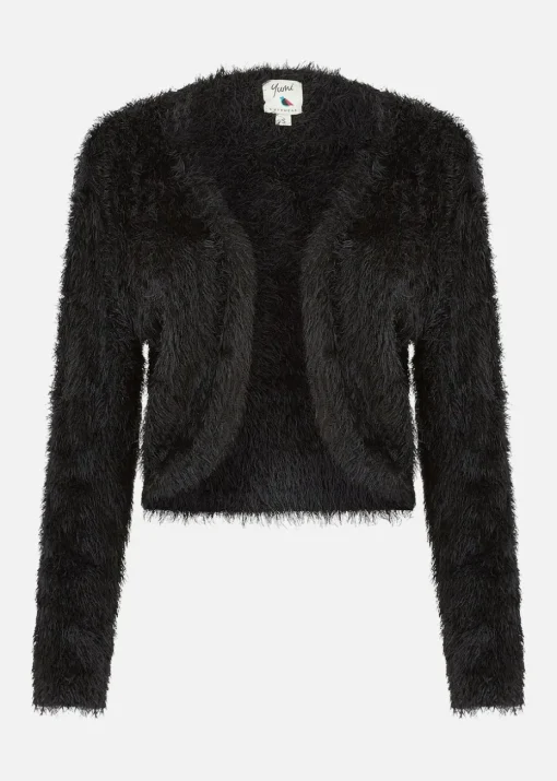 Yumi Black Eyelash Knit Bolero