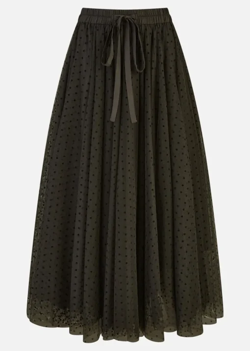 Yumi Black Mesh Heart Print Tulle Skirt