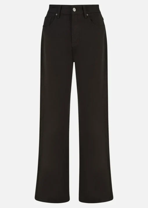 Yumi Black Stretch Canvas Wide Leg High Waist Jeans