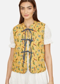 Yumi Blue Chambray Cotton Quilted Reversible Vest