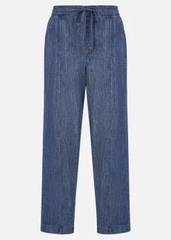 Yumi Blue Chambray Relaxed Fit Wide Leg Trousers