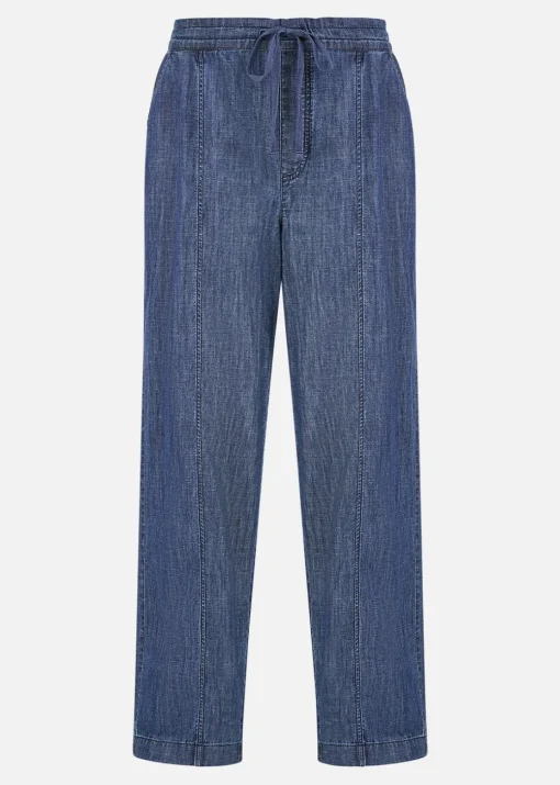Yumi Blue Chambray Relaxed Fit Wide Leg Trousers