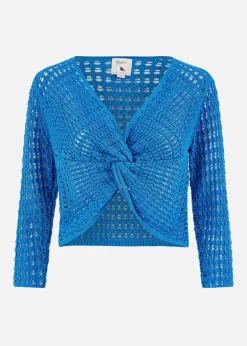 Yumi Blue Cotton Crochet Knitted Top