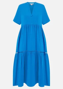 Yumi Blue Double Cotton Long Kaftan
