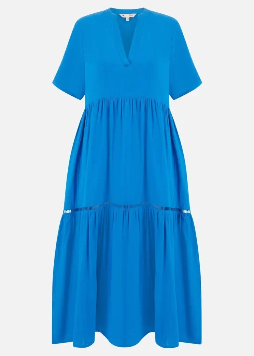 Yumi Blue Double Cotton Long Kaftan