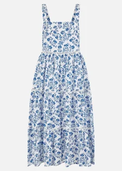 Yumi Blue Floral Broderie Anglaise Midi Sun Dress