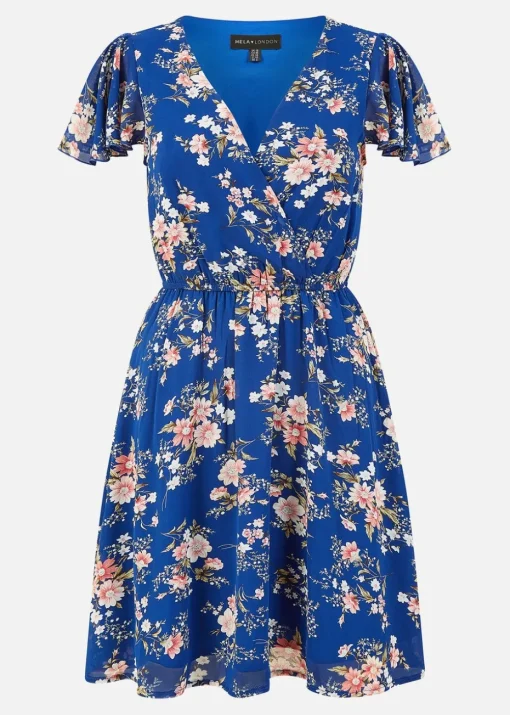 Yumi Blue Floral Print Skater Dress