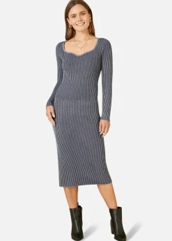 Yumi Blue Ribbed Knitted Skirt