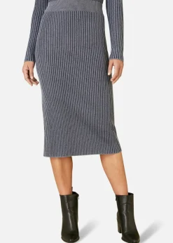 Yumi Blue Ribbed Knitted Skirt