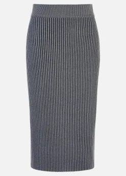 Yumi Blue Ribbed Knitted Skirt