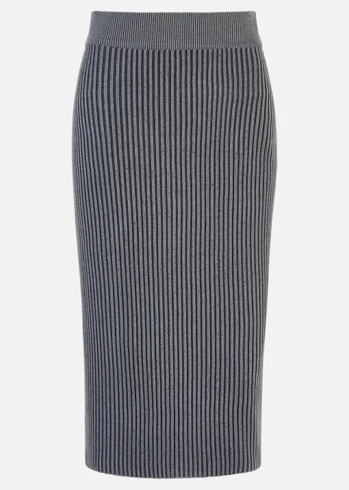 Yumi Blue Ribbed Knitted Skirt
