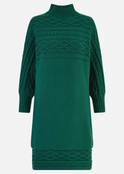 Yumi Green Cable Knit Tunic Dress