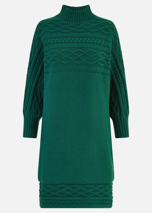 Yumi Green Cable Knit Tunic Dress