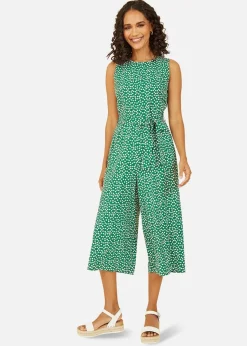 Yumi Green Ditsy Daisy Sleeveless Culotte Jumpsuit