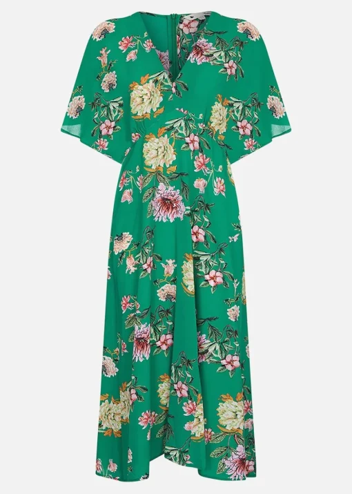Yumi Green Floral Kimono Midi Dress