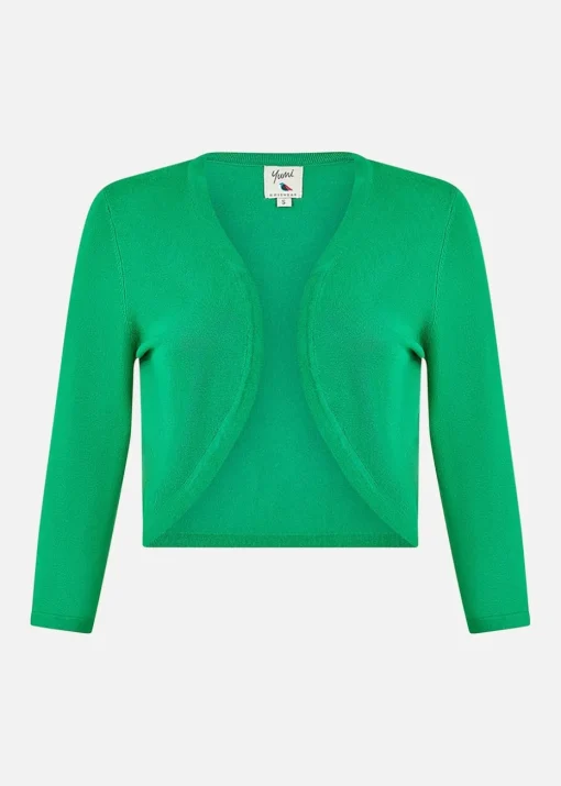 Yumi Green Knitted Curve Bolero
