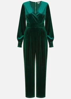 Yumi Green Velvet Long Sleeve Jumpsuit