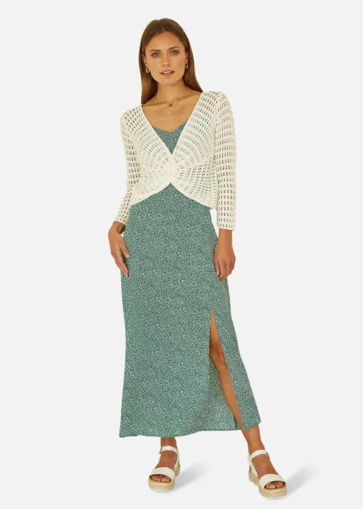 Yumi Ivory Crochet Cotton Twisted Bolero Top