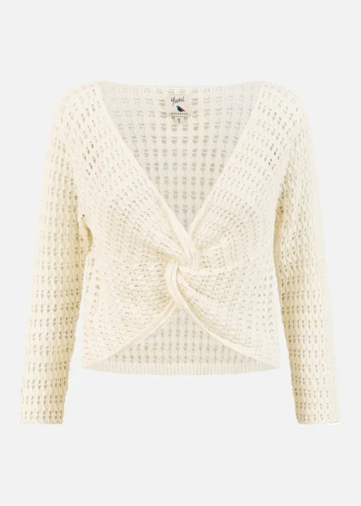 Yumi Ivory Crochet Cotton Twisted Bolero Top