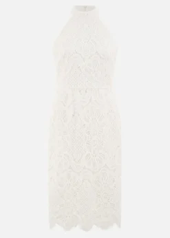 Yumi Ivory Lace Halter Neck Dress