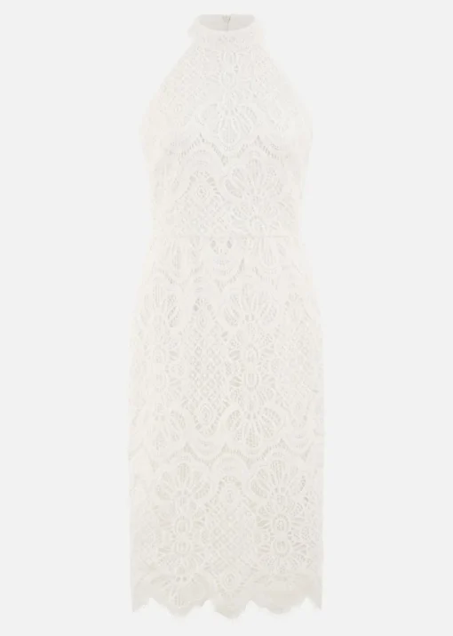 Yumi Ivory Lace Halter Neck Dress