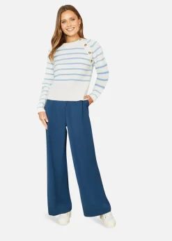 Yumi Ivory Stripe Jumper With Button Detail