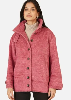 Yumi Pink Oversize Fit Button Up Jacket With High Collar