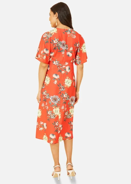 Yumi Red Floral Kimono Midi Dress