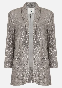 Yumi Silver Sequin Blazer With Pockets