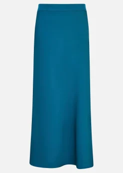 Yumi Teal Satin Midi Skirt