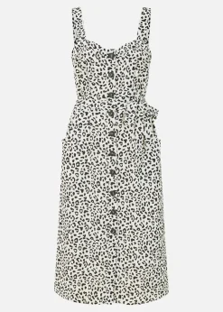 Yumi White Animal Print Button Up Sundress