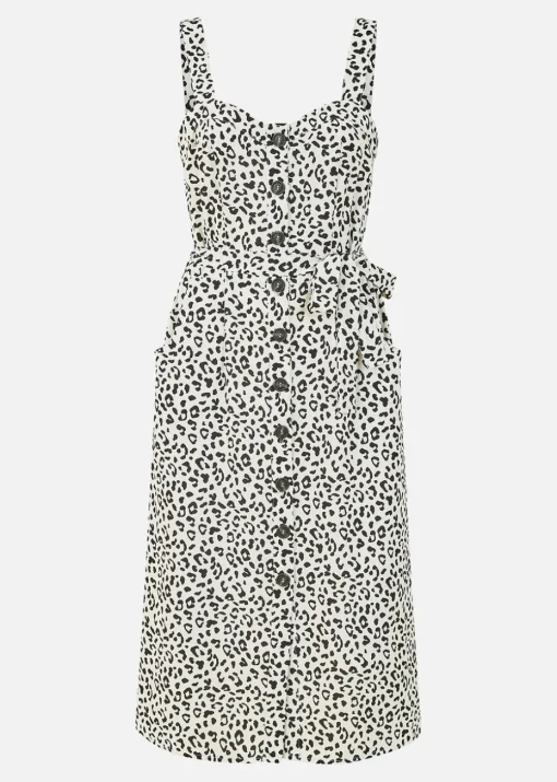 Yumi White Animal Print Button Up Sundress