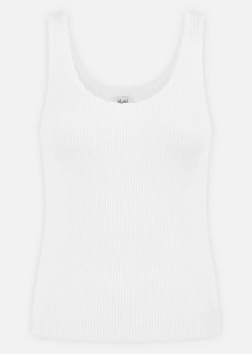 Yumi White Fine Knit Vest Top